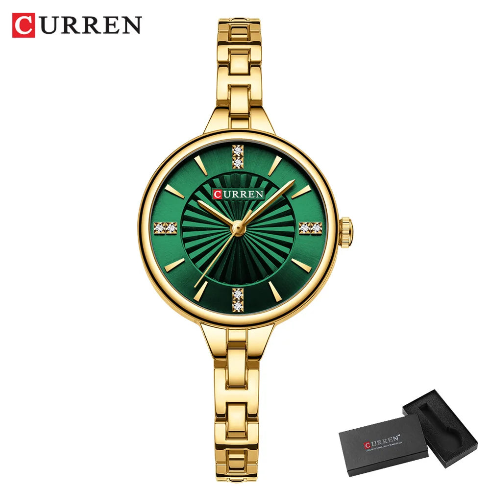 Luxurious and Elegant Round Dial with Stainless Steel Bracelet Fashion Dress Quartz Watches for Women