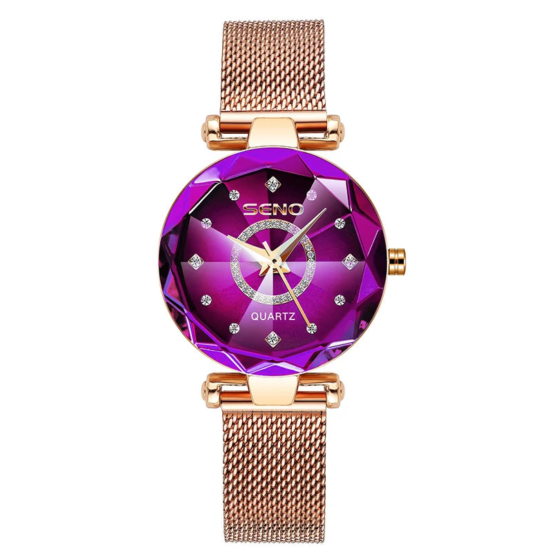 Star Women Crystal Watch 2025  Luxury Rose Gold Women Bracelet Watch for Ladies Wrist Watch Relogio Feminino