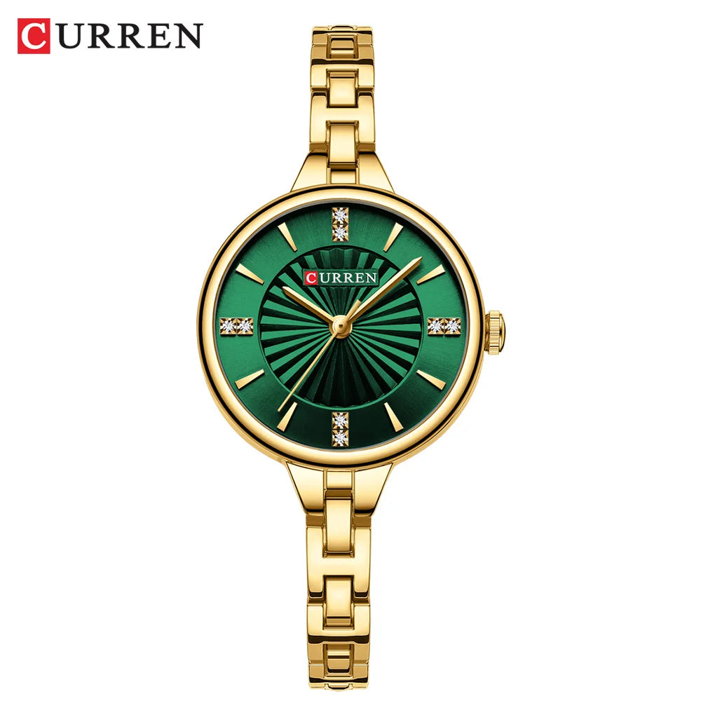 Luxurious and Elegant Round Dial with Stainless Steel Bracelet Fashion Dress Quartz Watches for Women