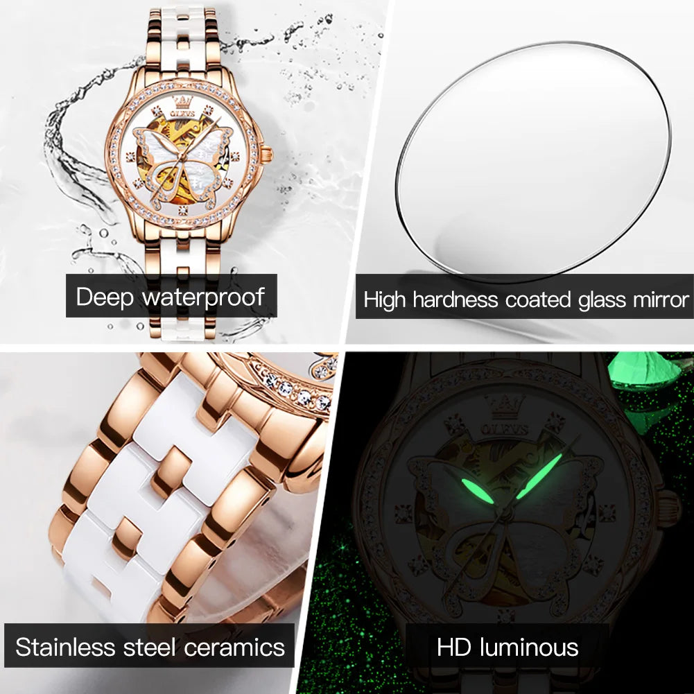 Luxury Mechanical Watch For Women Waterproof Luminous