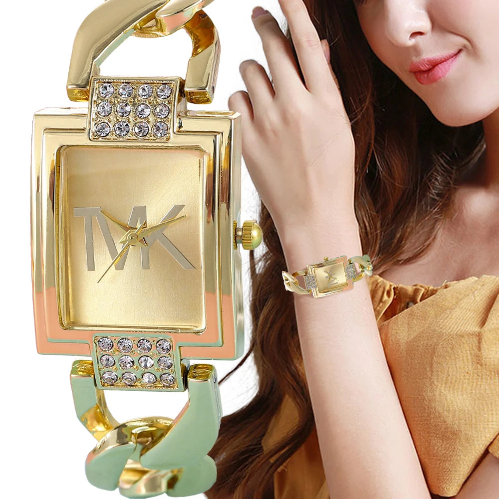 Luxury Women's Watch Fashion Elegant Style Metal Strap Square Trendy Quartz Watch for Women Woman's Wristwatch Clock