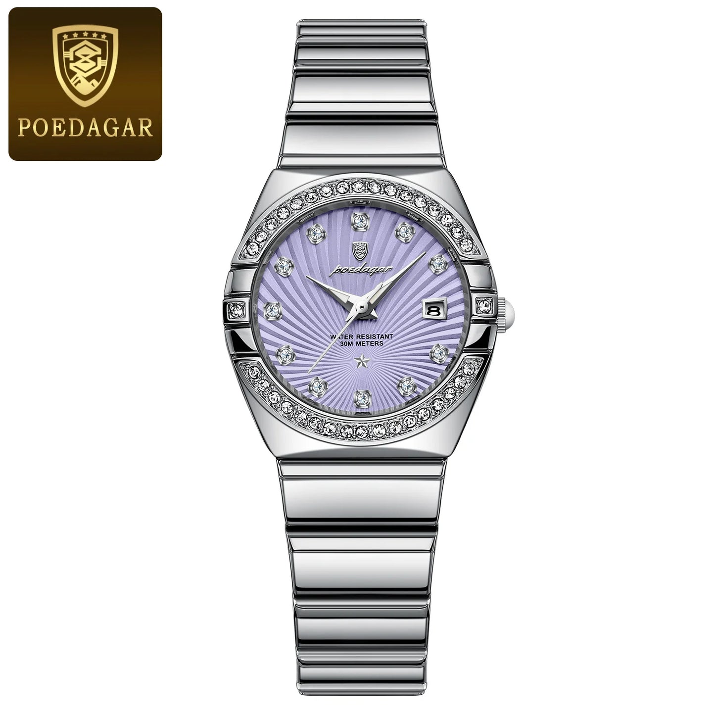 POEDAGAR Luxury Woman Wristwatch Waterproof Luminous Date Stainless Steel Watch For Ladies High Quality Quartz Women Watches+box