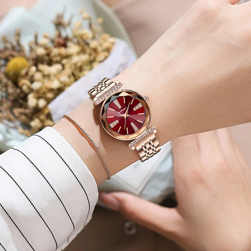 Fashion Ladies Watch Small Dial Diamond Luxury Rose Gold Waterproof Women Watches Stainless Steel Gift Clock 2025