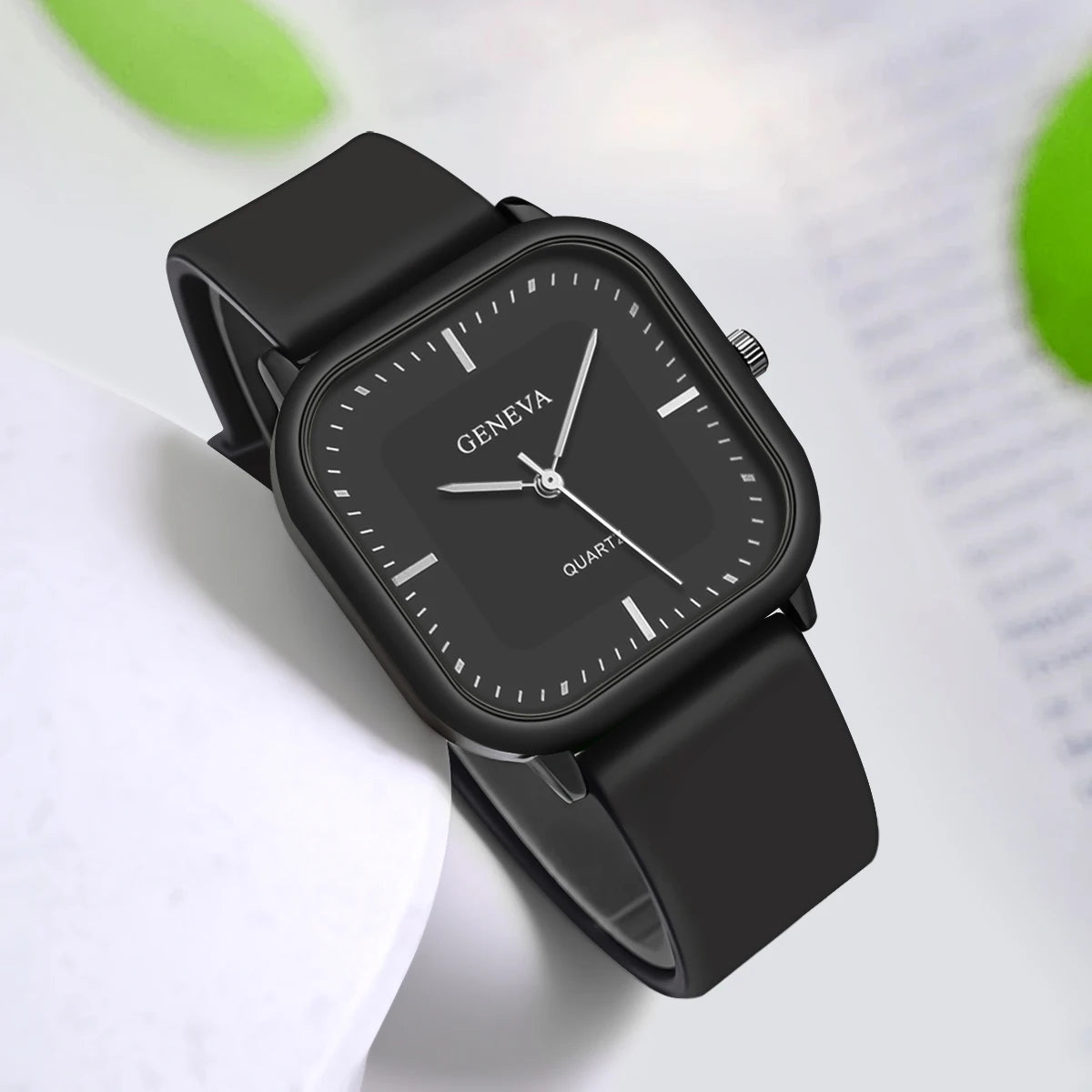 Fashion Women's Casual Elegant Simple Square Quartz Silicone Watch Gift for Men and Women