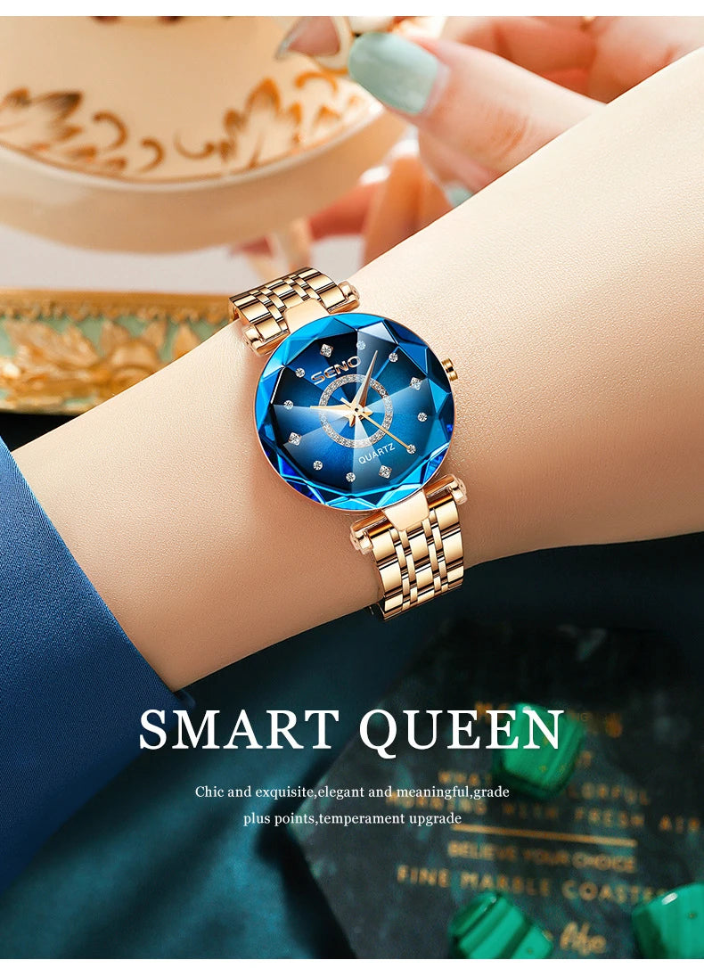 Star Women Crystal Watch 2025  Luxury Rose Gold Women Bracelet Watch for Ladies Wrist Watch Relogio Feminino