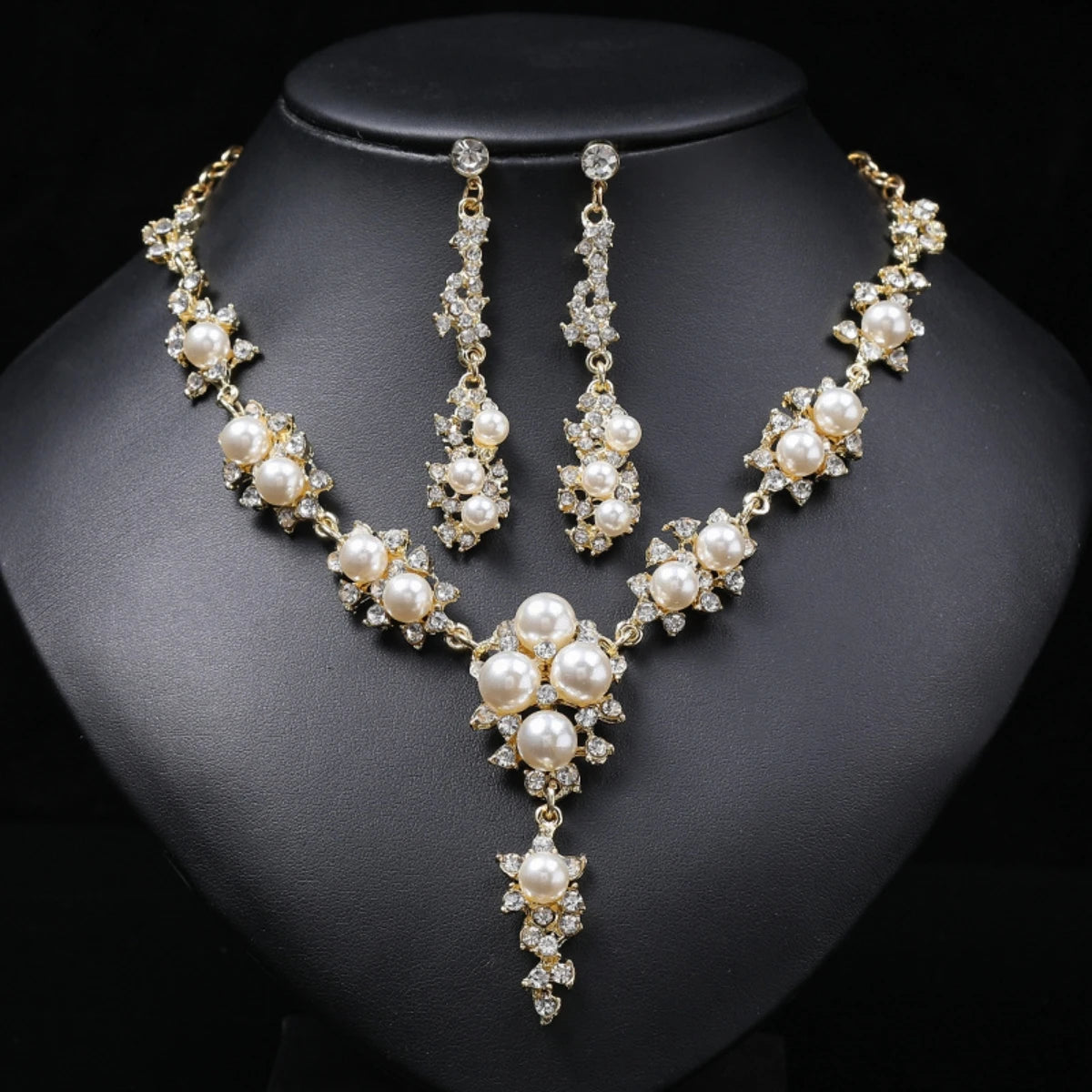 Women's Fashion Wedding Season Imitation Pearl Flower Necklace Earrings Jewelry Set Wedding Date Party Holiday Gift