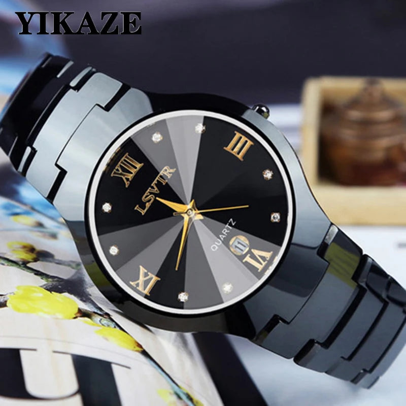 Men Women Business Quartz Watches Waterproof Stainless Steel Luxury Wristwatch Calendar Date Lovers Couple Watch Clock