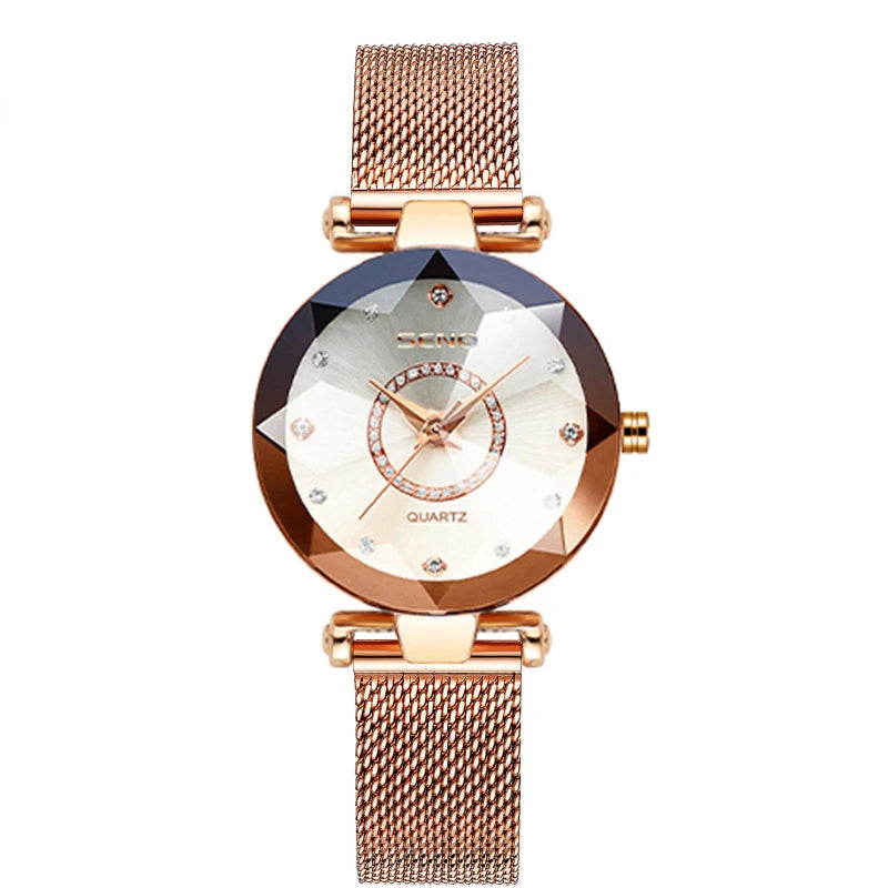 Star Women Crystal Watch 2025  Luxury Rose Gold Women Bracelet Watch for Ladies Wrist Watch Relogio Feminino