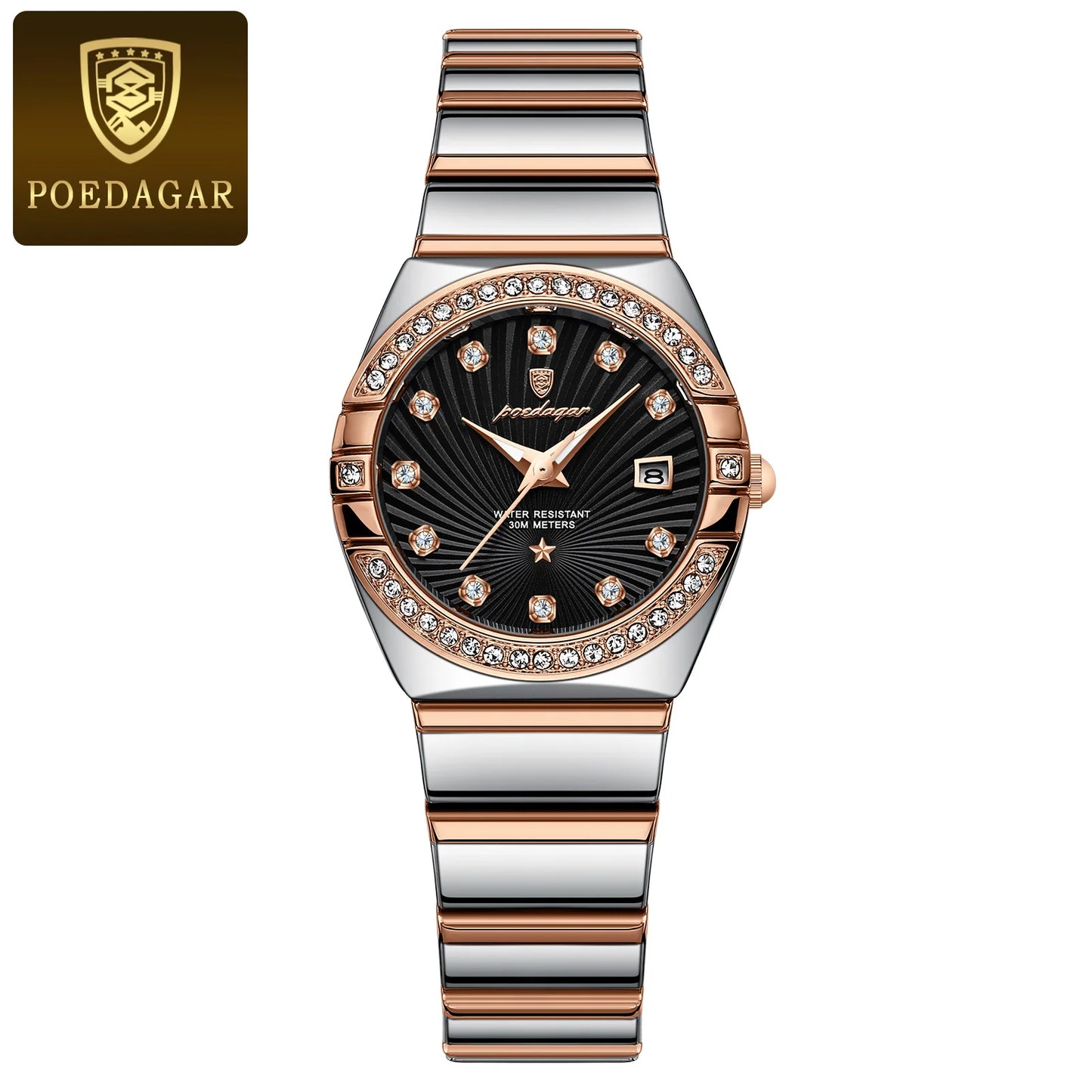 POEDAGAR Luxury Woman Wristwatch Waterproof Luminous Date Stainless Steel Watch For Ladies High Quality Quartz Women Watches+box