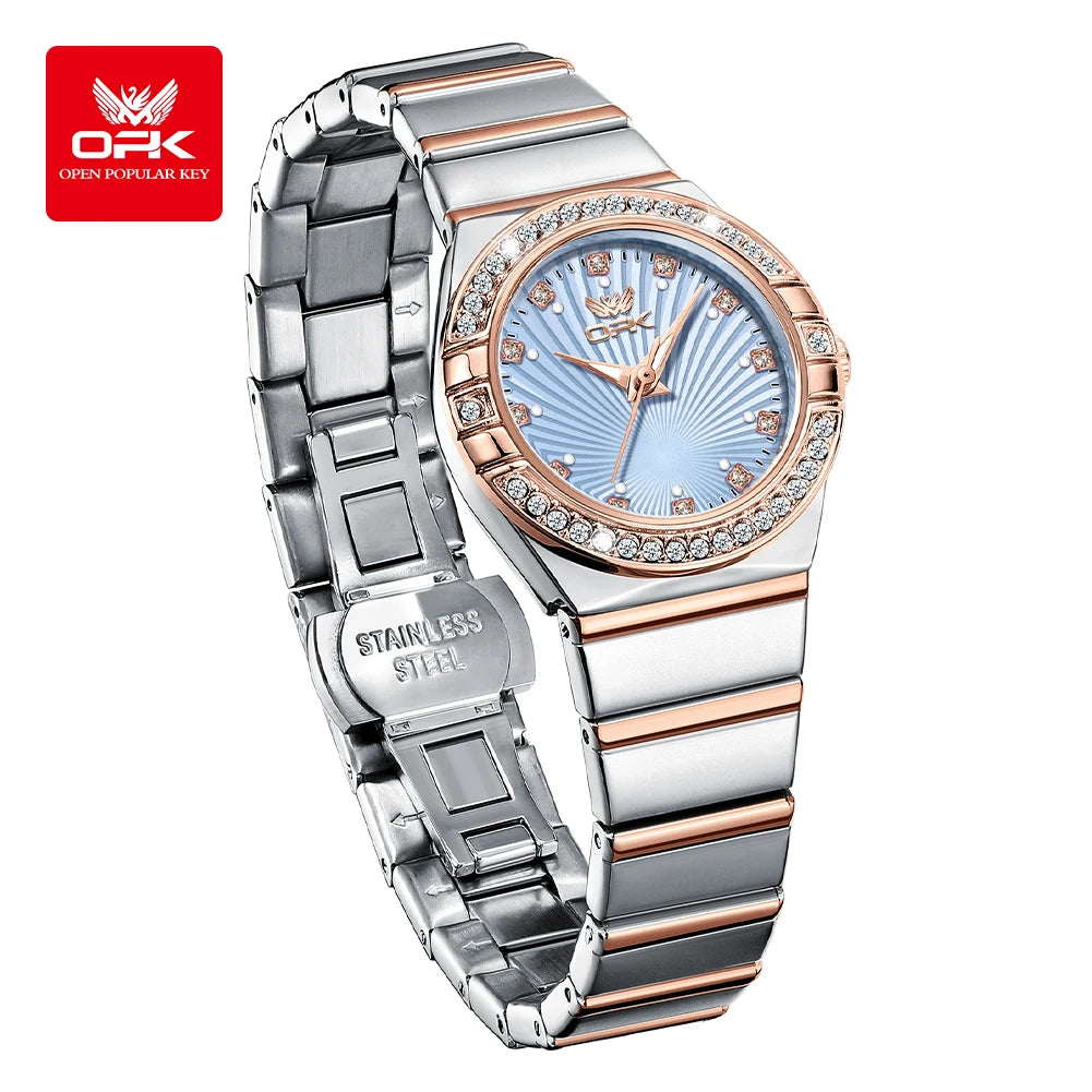 Women's Quartz Watches Elegant Fashion Stainless Steel Strap Waterproof Luminous Diamond Dial Ladies Dress Wristwatches