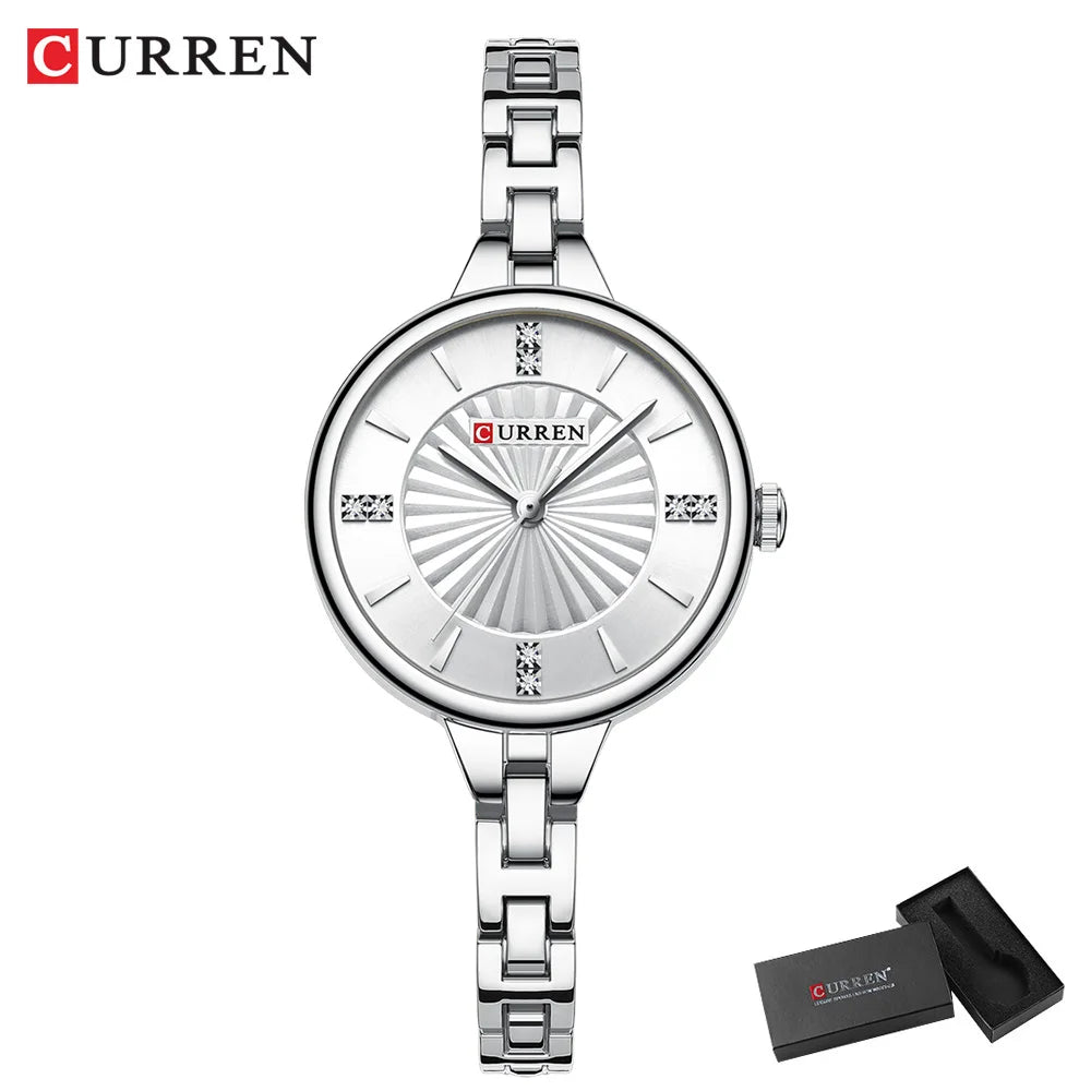 Luxurious and Elegant Round Dial with Stainless Steel Bracelet Fashion Dress Quartz Watches for Women