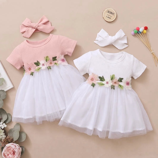 Baby Girl Princess Dress Embroideried Flowers