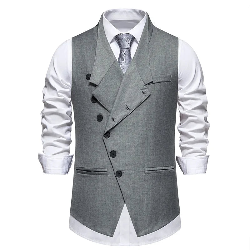 Spring Men's Suit Vest with Slanted Front and Single Breasted