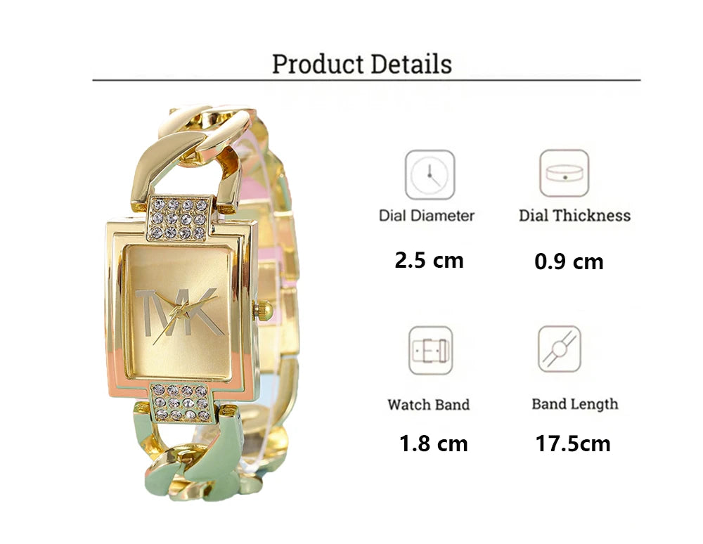 Luxury Women's Watch Fashion Elegant Style Metal Strap Square Trendy Quartz Watch for Women Woman's Wristwatch Clock