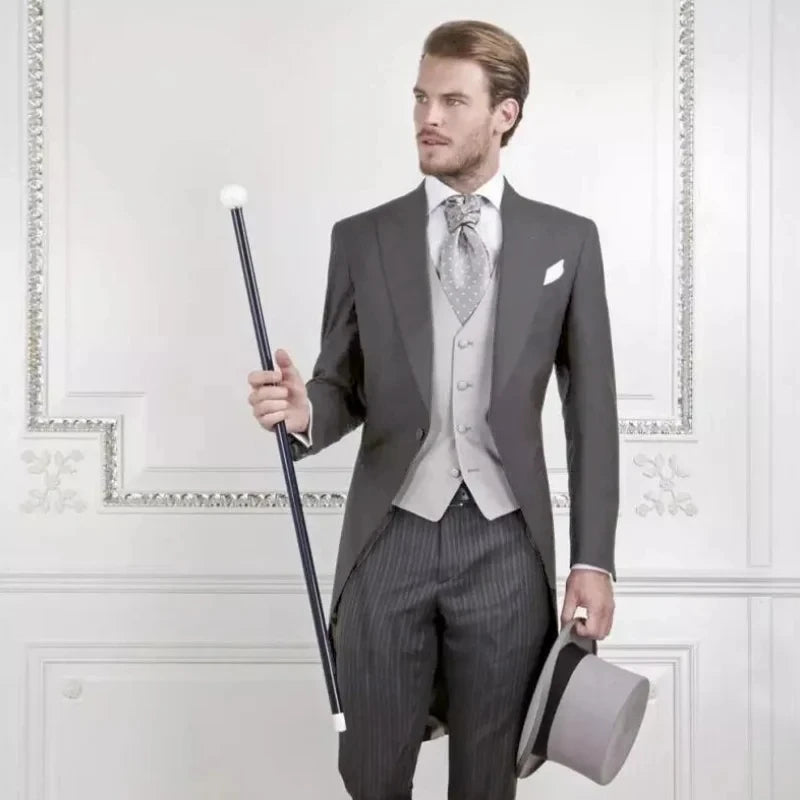 Men Suit 3 Pieces With Gray Casual For Wedding