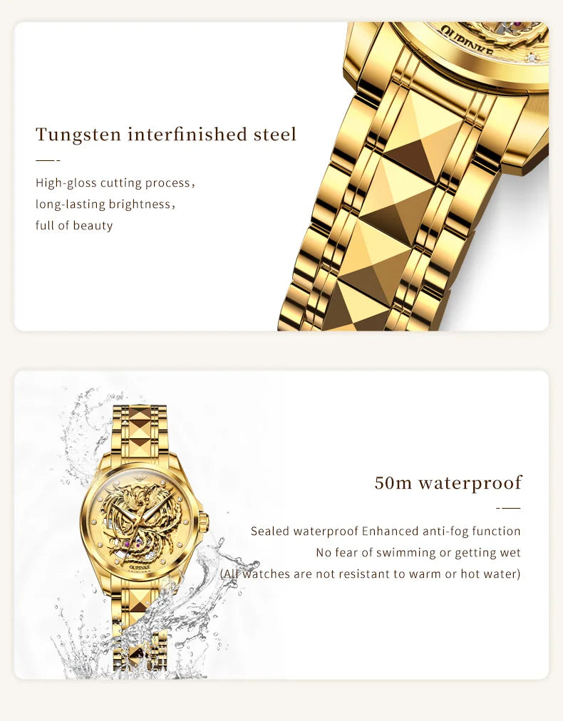 Mechanical Watch For Women Luxury Hollow Waterproof Elegant Ladies Wristwatch Sapphire Mirror Dress Watches