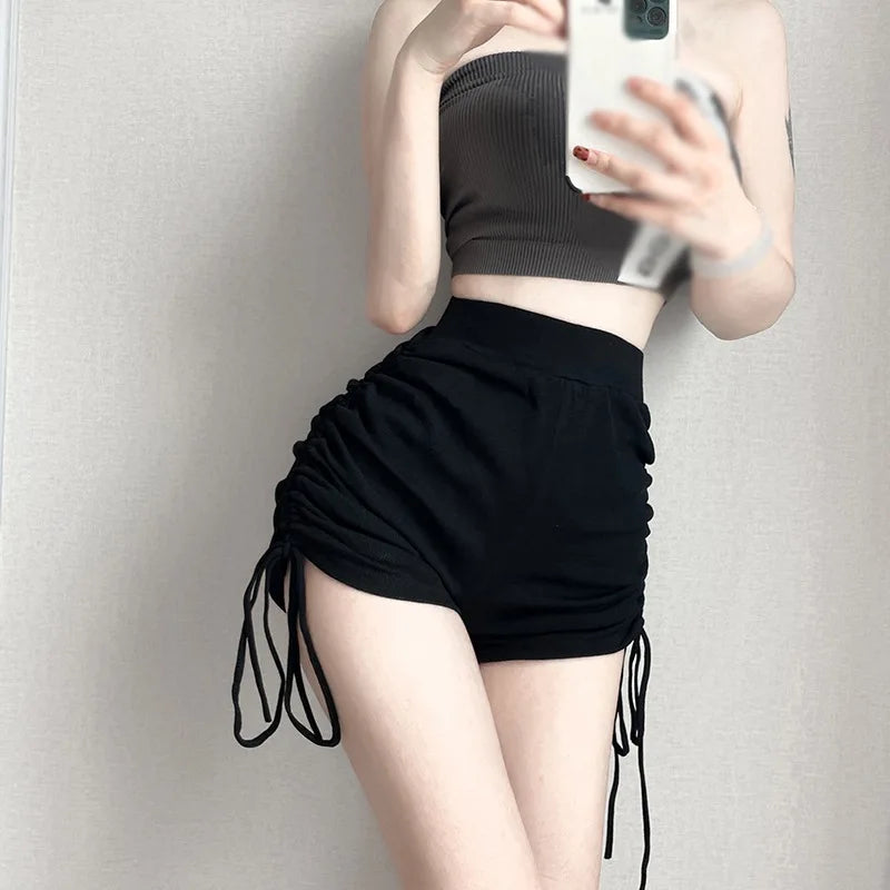 Fashion Simple Shorts Drawstring Pleated Sports Shorts