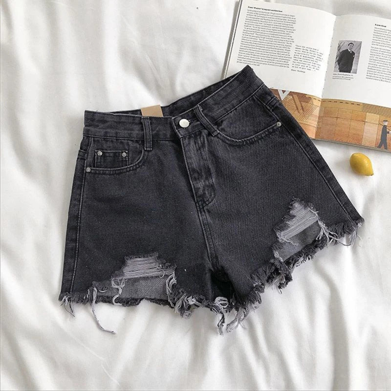 Korean Denim Holes Shorts For Women Leg Short Jeans Casual Street Short