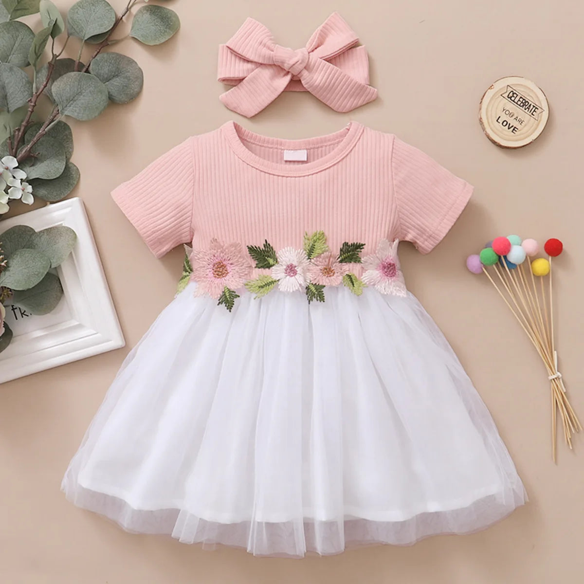 Baby Girl Princess Dress Embroideried Flowers