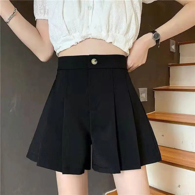 Korean Fashion Simple Sweet High Waist Casual Suit Shorts Women