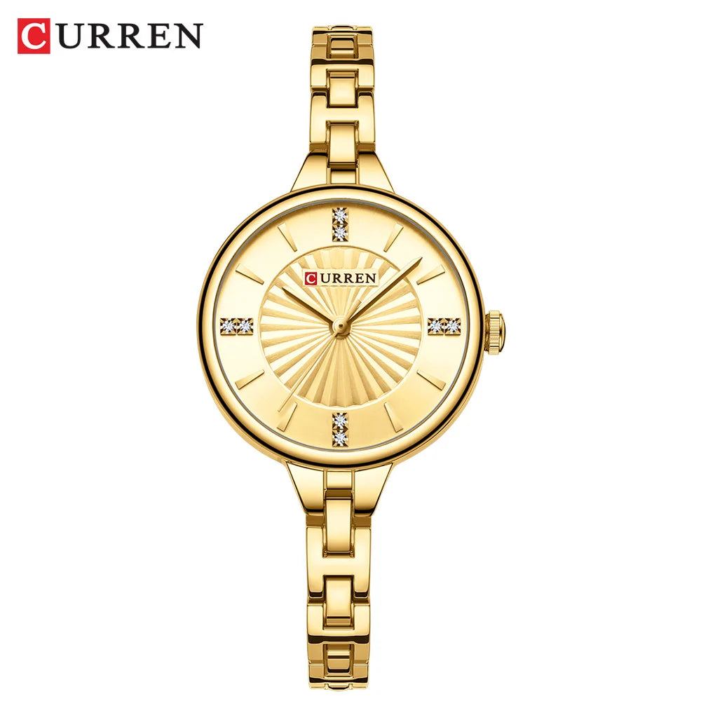 Luxurious and Elegant Round Dial with Stainless Steel Bracelet Fashion Dress Quartz Watches for Women