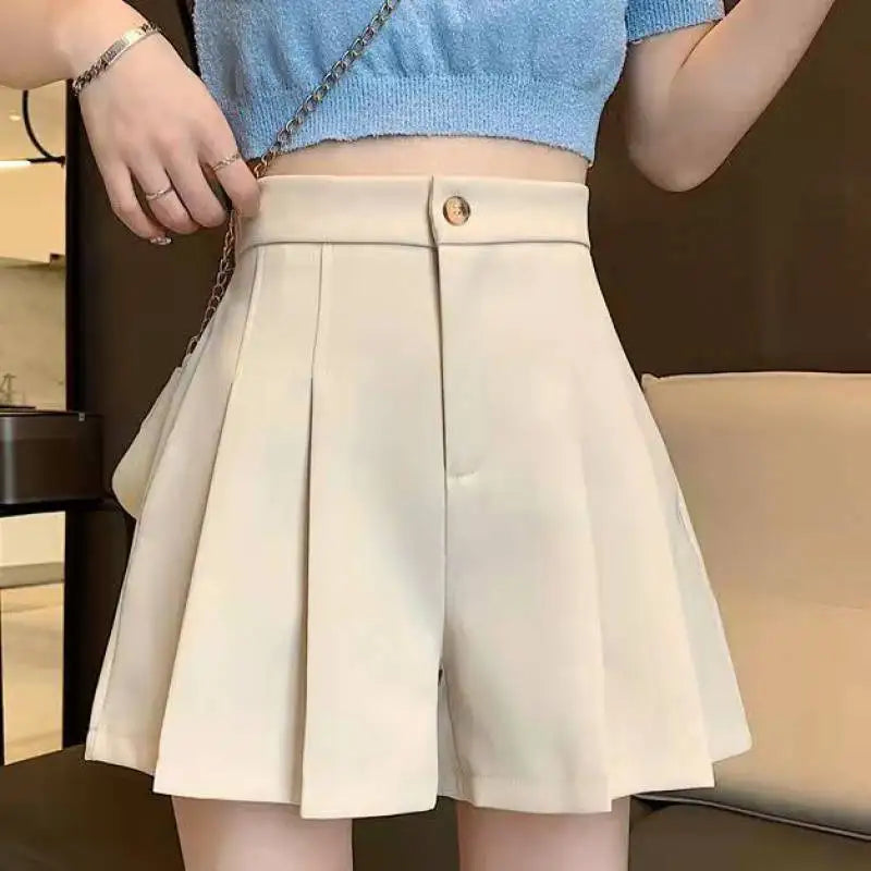 Korean Fashion Simple Sweet High Waist Casual Suit Shorts Women