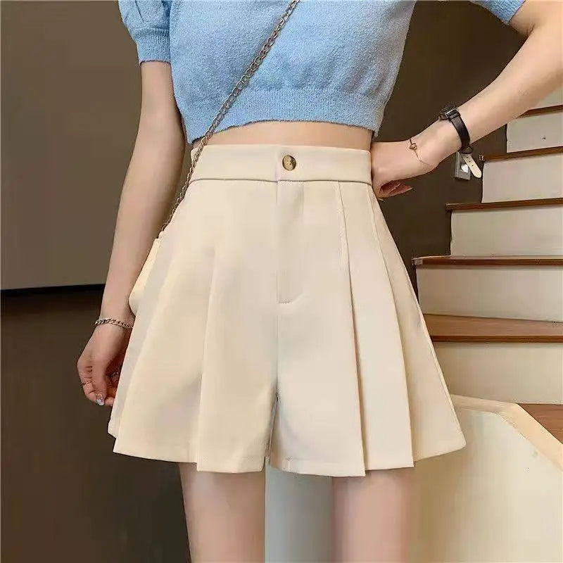 Korean Fashion Simple Sweet High Waist Casual Suit Shorts Women