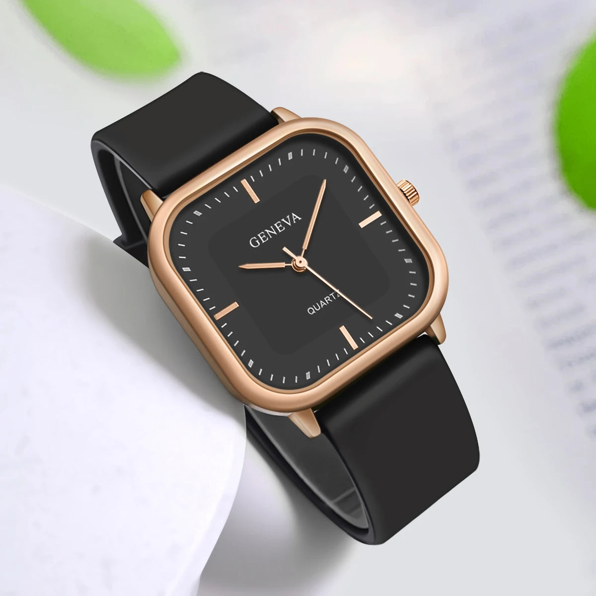 Fashion Women's Casual Elegant Simple Square Quartz Silicone Watch Gift for Men and Women