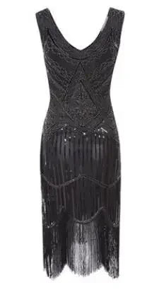 Women's 1920s Vintage Sequin Full Fringed Deco Inspired Flapper Dress Roaring 20s Great Gatsby Fall Cloths Dress Vestidos