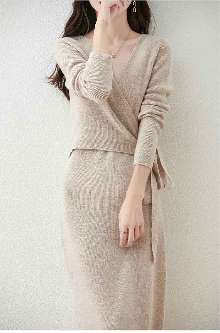 Winter Cashmere Knitted Dress, Long, Slim fit Women's Sweater, Hip wrapped Wool Skirt, Wool Tight Women's Long Skirt