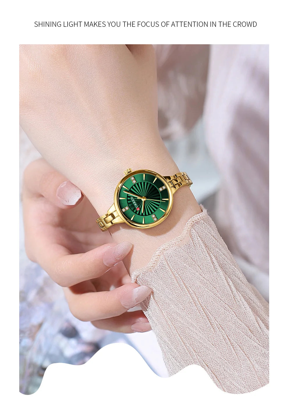 Luxurious and Elegant Round Dial with Stainless Steel Bracelet Fashion Dress Quartz Watches for Women