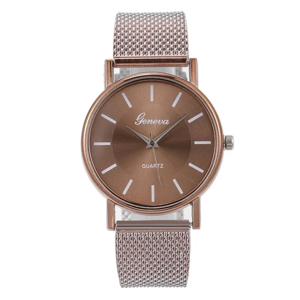 Elegant Rose Gold Heart Dial Watch Female Simple Temperament Student Waterproof Female High-level Female Luxury Watches Women