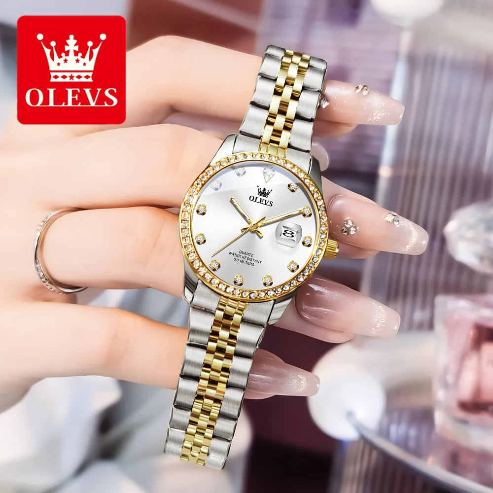 Women's Watches Elegant Simple Original Quartz Watch for Man Diamond Dial Waterproof Luminous Date Wristwatch