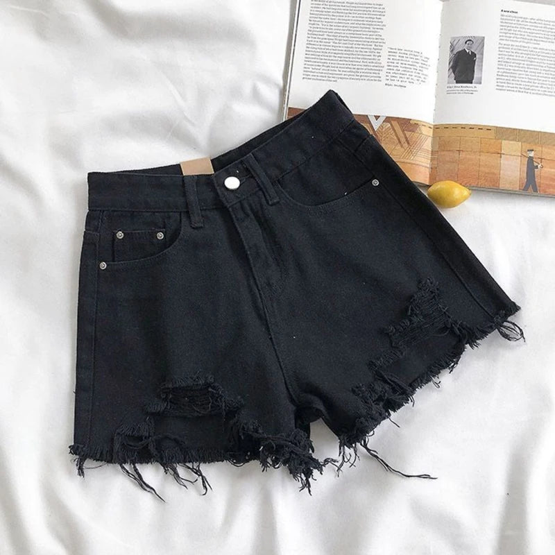 Korean Denim Holes Shorts For Women Leg Short Jeans Casual Street Short