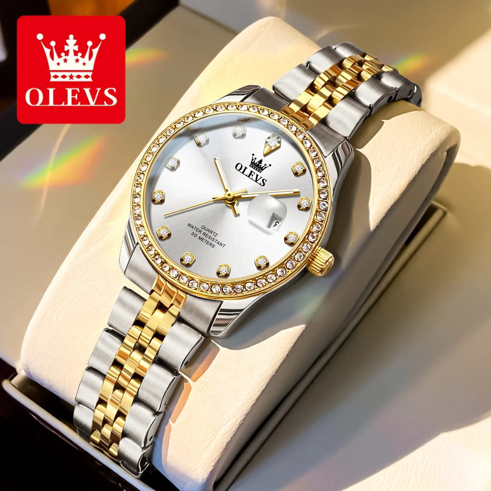 Women's Watches Elegant Simple Original Quartz Watch for Man Diamond Dial Waterproof Luminous Date Wristwatch