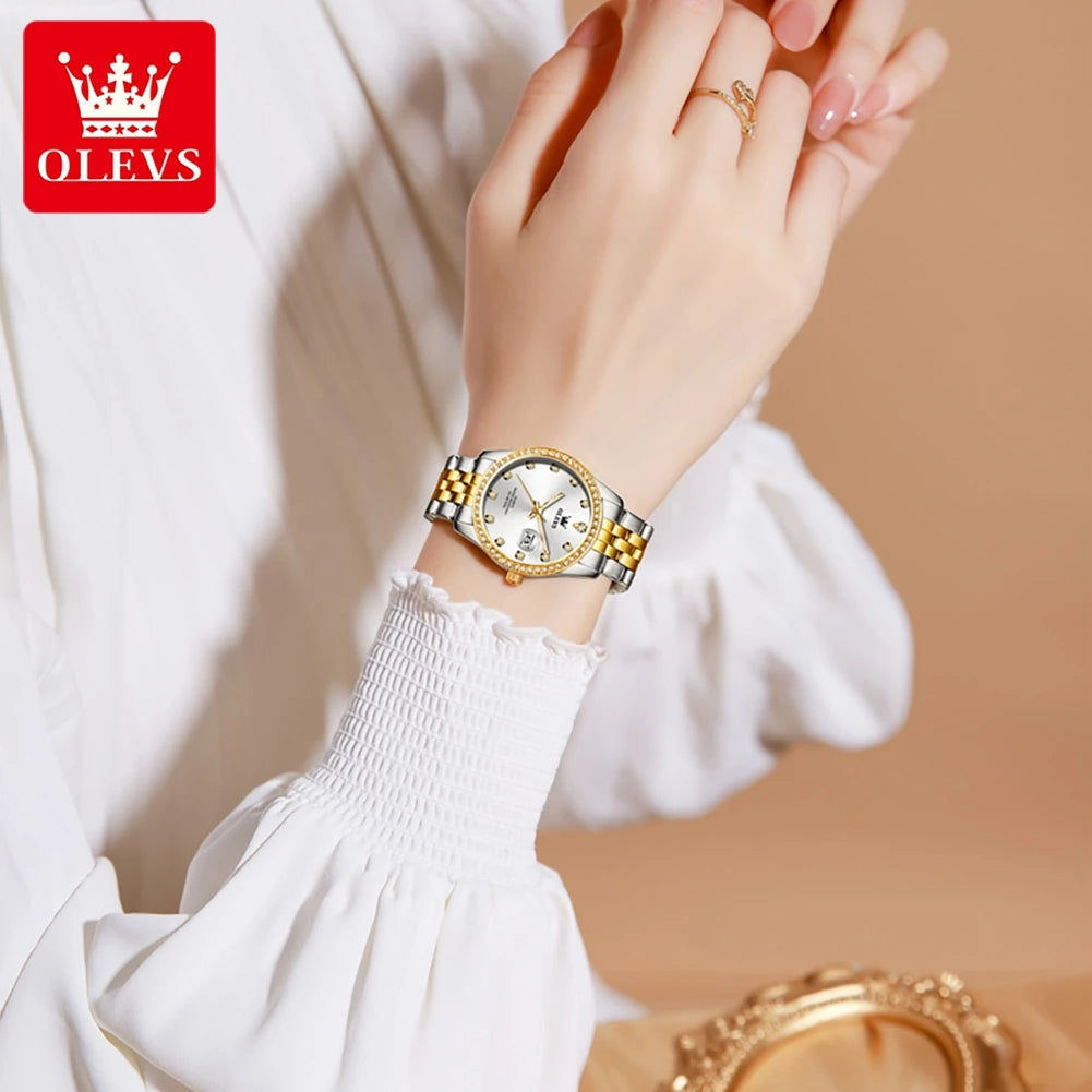 Women's Watches Elegant Simple Original Quartz Watch for Man Diamond Dial Waterproof Luminous Date Wristwatch