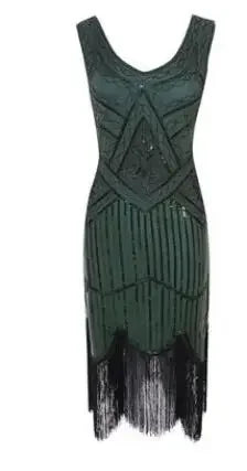 Women's 1920s Vintage Sequin Full Fringed Deco Inspired Flapper Dress Roaring 20s Great Gatsby Fall Cloths Dress Vestidos