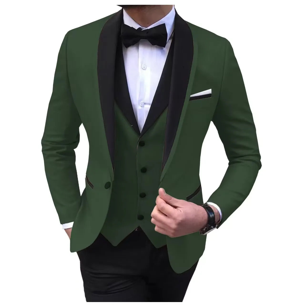 Solid Men's 3 Pieces Wedding Suit