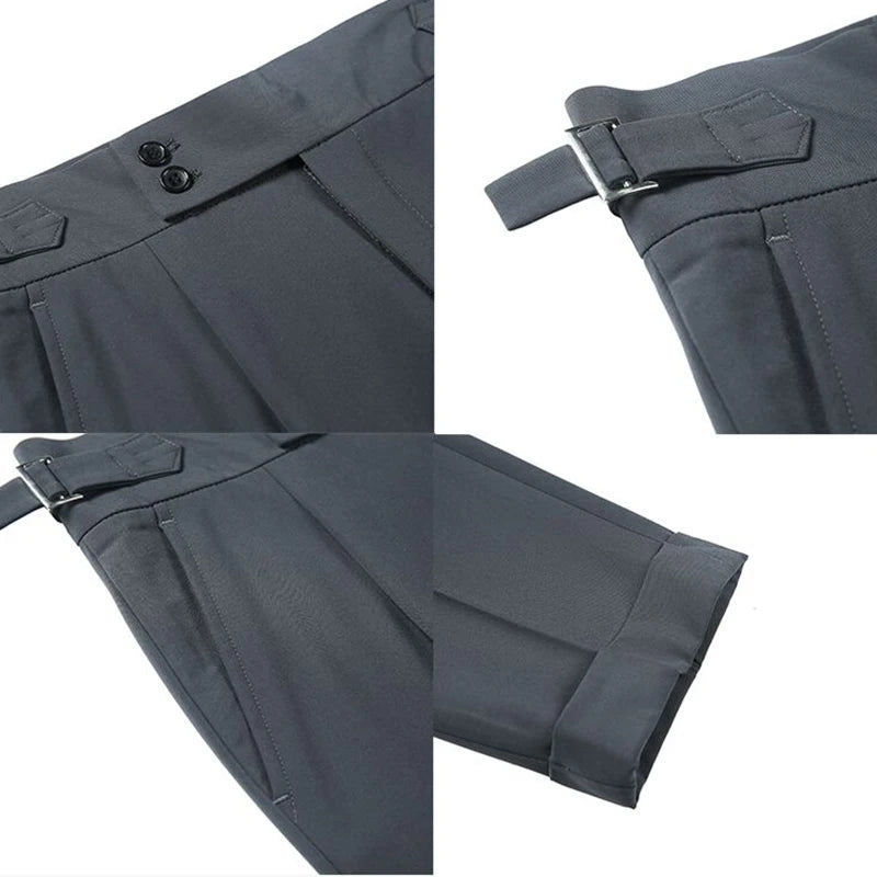 Men's Luxury Button-down Draped Baggy Suit Pants Casual Solid Color Straight Premium Elegant Dress Pants 2024 New Spring