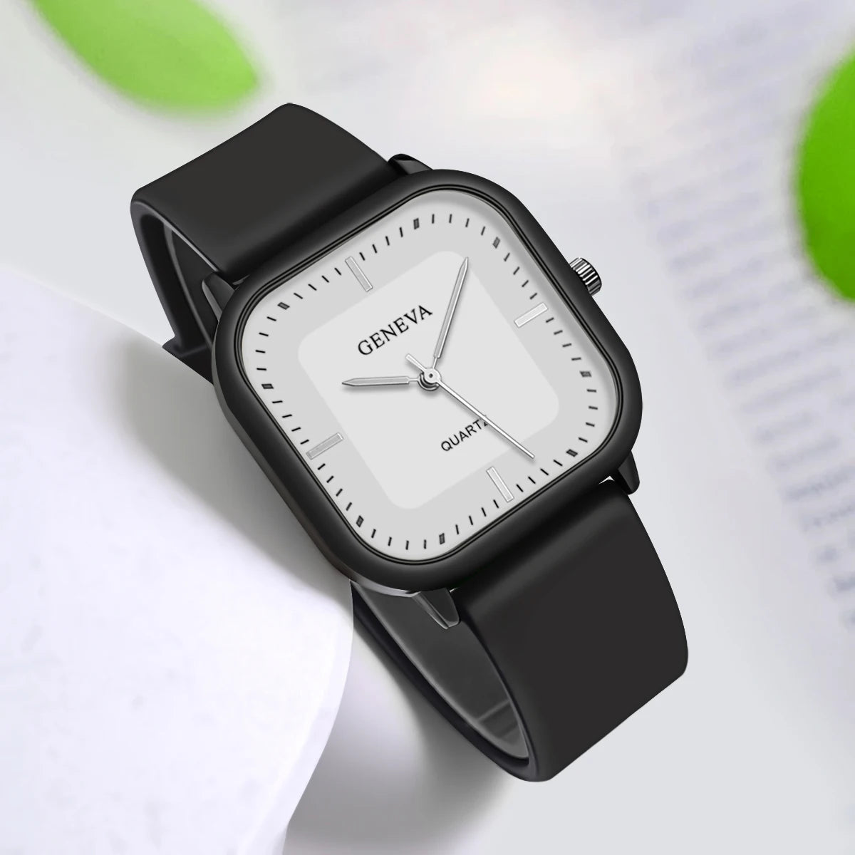 Fashion Women's Casual Elegant Simple Square Quartz Silicone Watch Gift for Men and Women