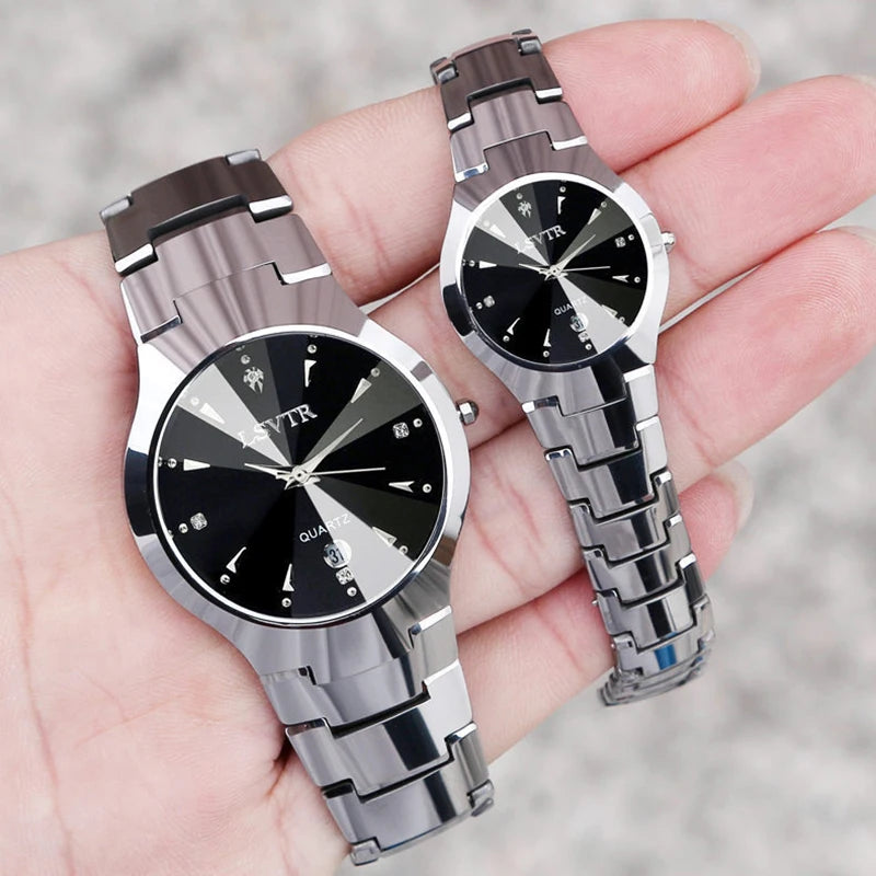 Men Women Business Quartz Watches Waterproof Stainless Steel Luxury Wristwatch Calendar Date Lovers Couple Watch Clock