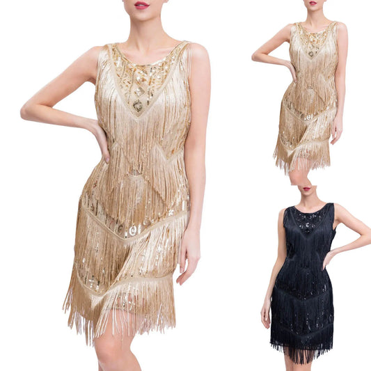 Dresses For Women Casual Plus Size 1920s Vintage Fringed Personality Vintage Sequin Beaded Vestidos En Oferta LiquidacióN