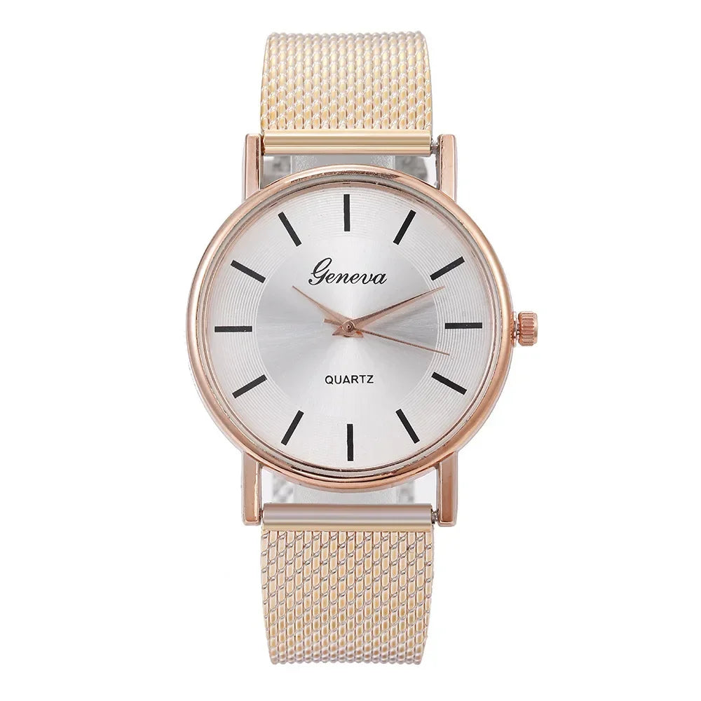 Elegant Rose Gold Heart Dial Watch Female Simple Temperament Student Waterproof Female High-level Female Luxury Watches Women