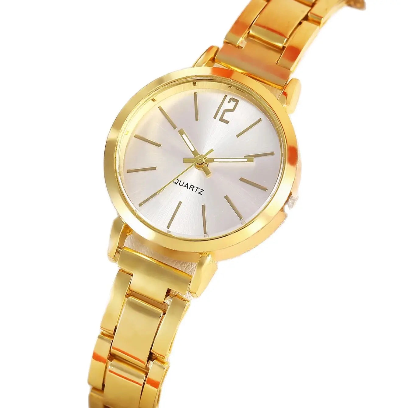 Fashion gold graduated compact women's quartz watch and LOVE bracelet set watch gift daily travel wear