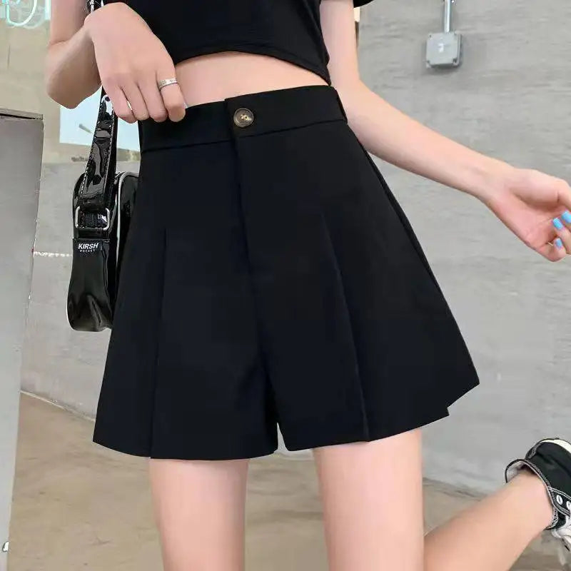 Korean Fashion Simple Sweet High Waist Casual Suit Shorts Women