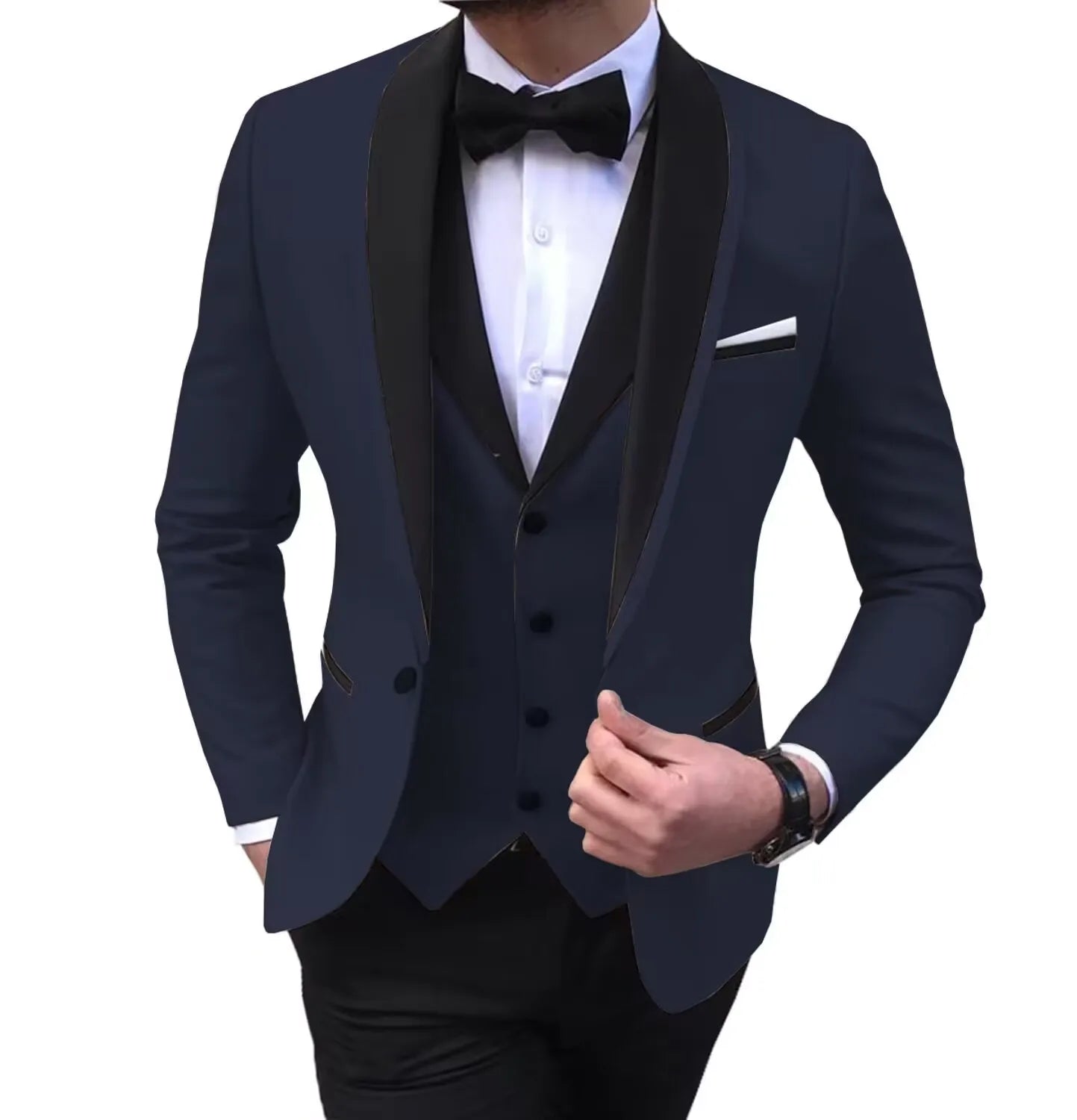 Solid Men's 3 Pieces Wedding Suit