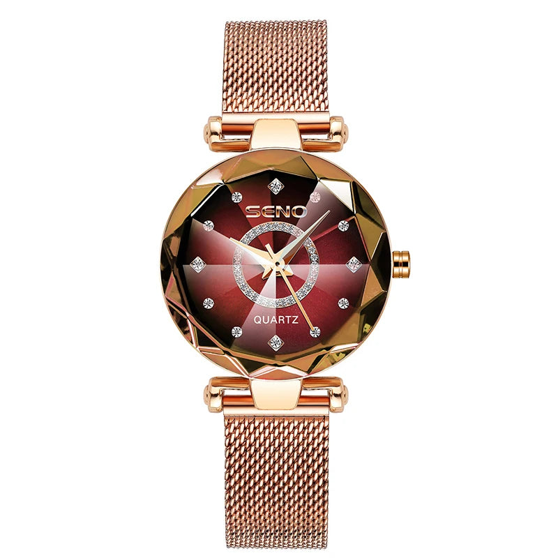 Star Women Crystal Watch 2025  Luxury Rose Gold Women Bracelet Watch for Ladies Wrist Watch Relogio Feminino