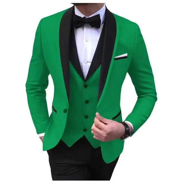 Solid Men's 3 Pieces Wedding Suit