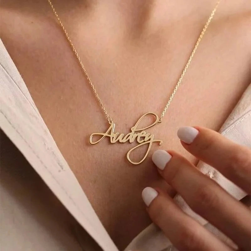 Customized Name Letter Necklace Personalized Stainless Steel Simple Pendant Women's Jewelry Valentine's Day Gift