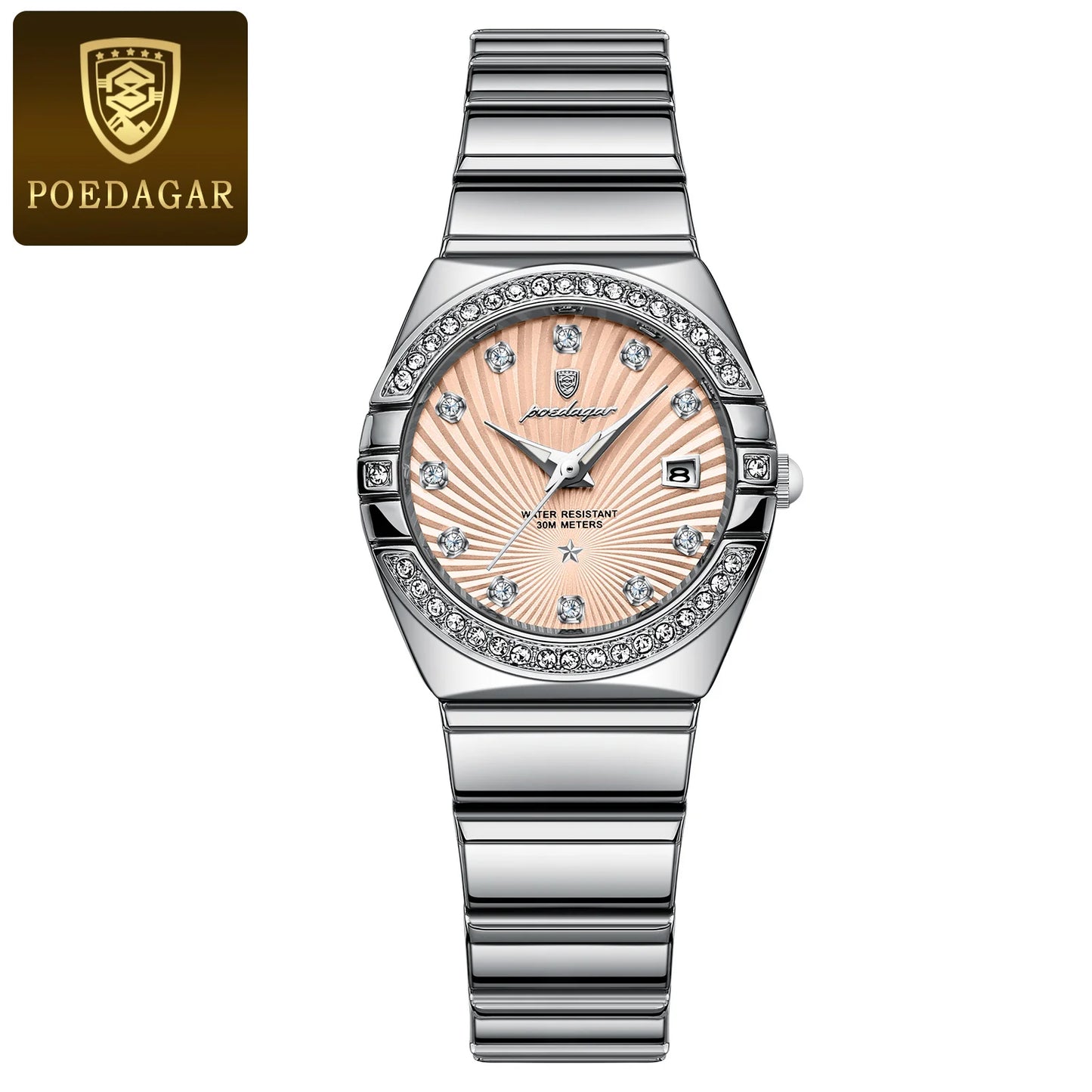 POEDAGAR Luxury Woman Wristwatch Waterproof Luminous Date Stainless Steel Watch For Ladies High Quality Quartz Women Watches+box